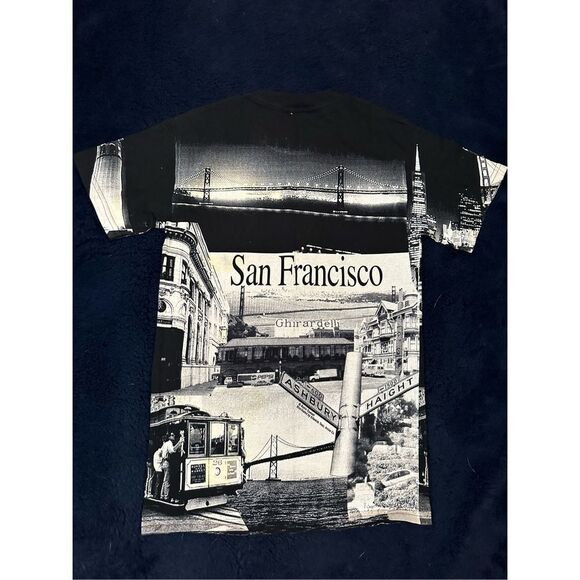Vintage Y2K Robin Samuel Haight Ashbury San Francisco All Over Print T Shirt Sz - Picture 2 of 9